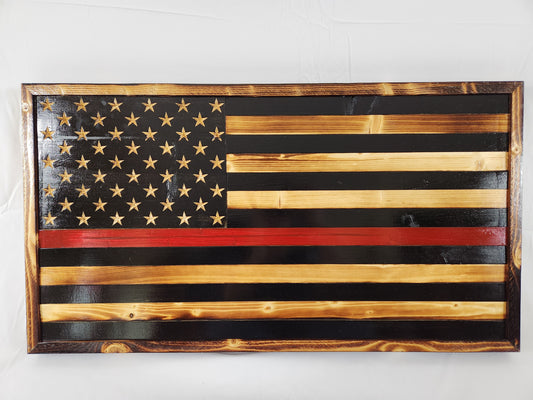 Rustic American Flag Red Line