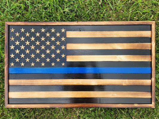 Rustic American Blueline Flag