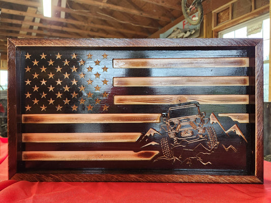 Rustic American Flag Jeep